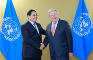 PM Pham Minh Chinh meets U.N. Secretary-General Antonio Guterres in Nice